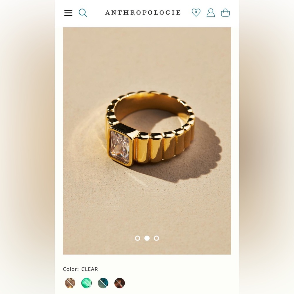 Anthropologie Ribbed Cocktail Ring - Picture 2 of 5